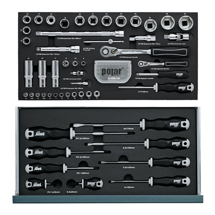 Polar gereedschapskoffer met 3 laden - 119 delig - 1092-0119