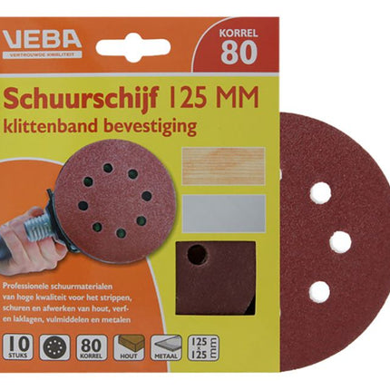 VEBA 125mm schuurschijf P80 met klittenband 10ST