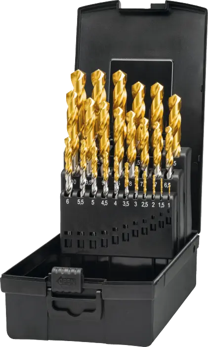 Phantom HSS-E Set Spiraalboren DIN 338 TiN-tip‚ met drievlaks schacht‚ (handgebruik) 11.446 - 1-13x0‚5 mm