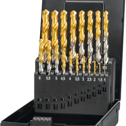 Phantom HSS Set Spiraalboren DIN 338 TiN-tip‚ 11.461: 1-10x0‚5 mm