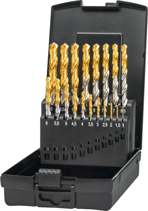 Phantom HSS Set Spiraalboren DIN 338 TiN-tip‚ 11.461: 1-10x0‚5 mm