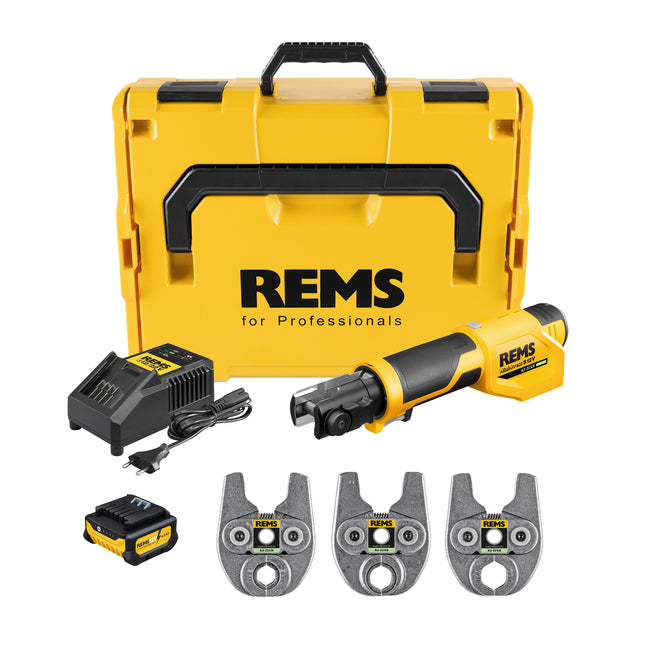 Rems perstang Mini-Press S 12V A2-22kN Set M 15+22+28 in L-Boxx - 401073R220