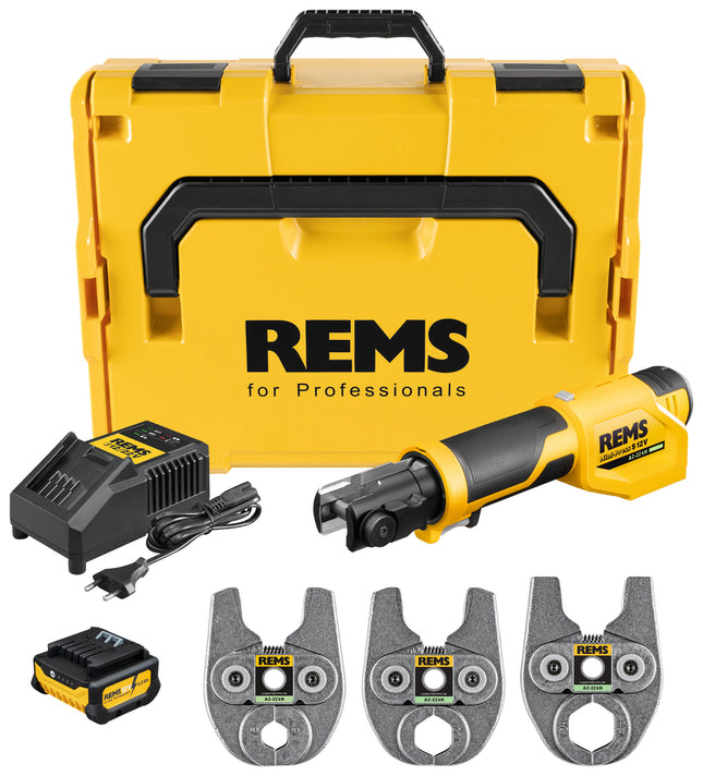 Rems perstang Mini-Press S 12V A2-22kN Set V 15+22+28 in L-Boxx - 401082R220
