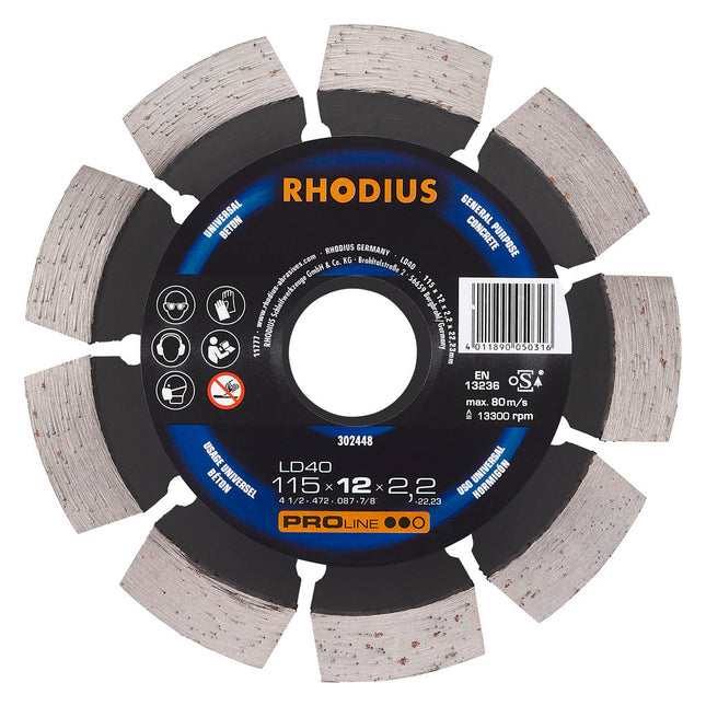 Rhodius LD40 Diamantdoorslijpschijf 115mm- 302448