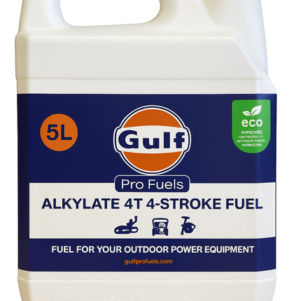Gulf Pro Fuel 4T alkylaatbenzine 5 liter voor viertaktmotoren