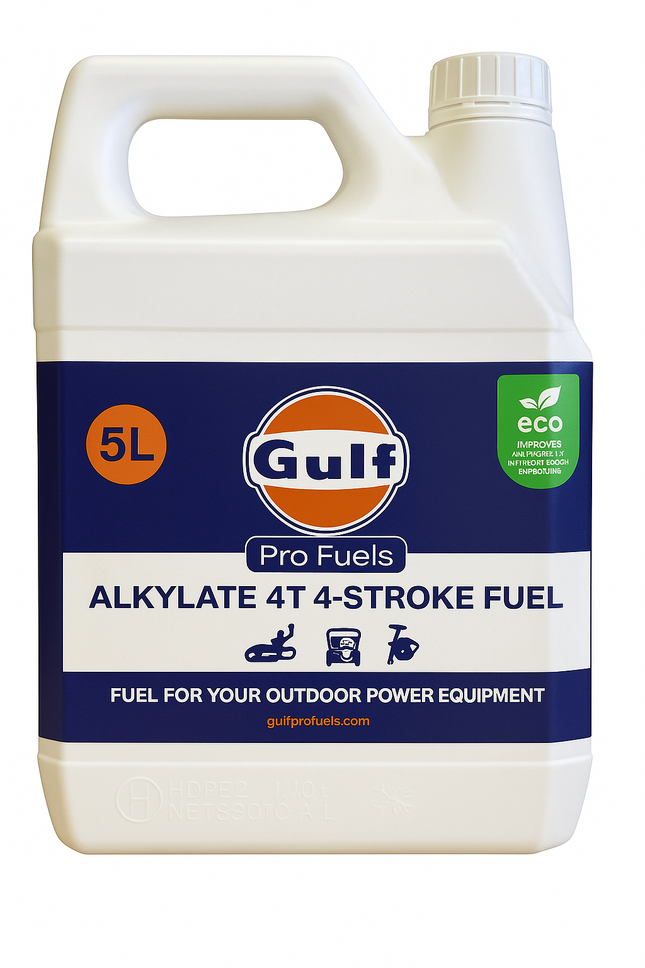 Gulf Pro Fuel 4T alkylaatbenzine 5 liter voor viertaktmotoren