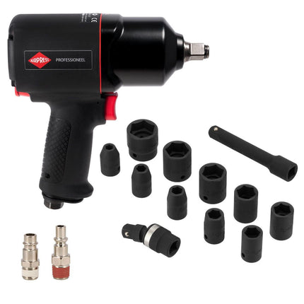Airpress Slagmoersleutel 1/2" incl. 10 doppen en koffer +/- 225 l/min - 45540