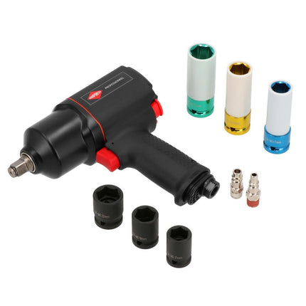 Airpress Pneumatische Slagmoersleutel 1800 Nm 1/2" 225 l/min incl. 6 doppen - 45537