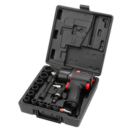 Airpress Slagmoersleutel 1/2" incl. 10 doppen en koffer +/- 225 l/min - 45540