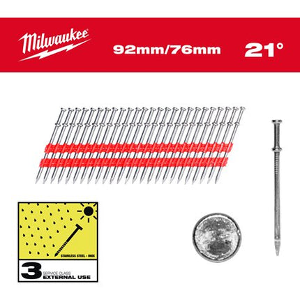 Milwaukee Duplex Nagels 21° 92mm/76mm 2000 stuks - 4932498156