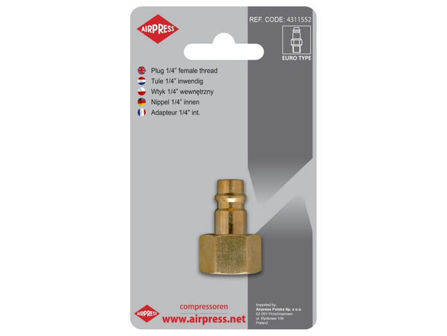 Airpress- Insteeknippel 1/4" Euro binnendraad in blister- 4311552