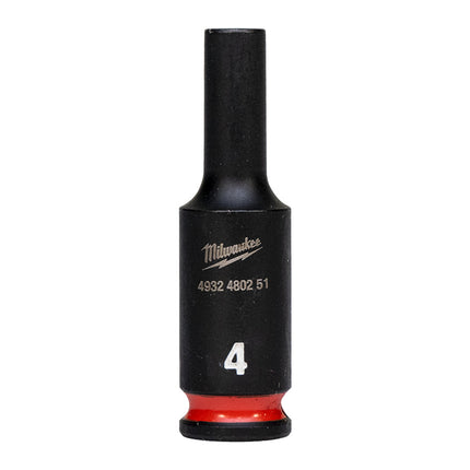Milwaukee Krachtdop ¼” 4mm lang Shockwave- 4932480251