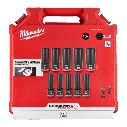 Milwaukee 1/2 impact socket set deep-10pc- 4932480457