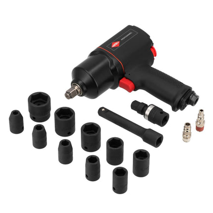 Airpress Slagmoersleutel 1/2" incl. 10 doppen en koffer +/- 225 l/min - 45540