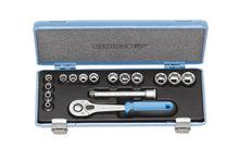 Dopsleutelset 3/8"" 16-dlg 6-kant 6-19 mm Gedore