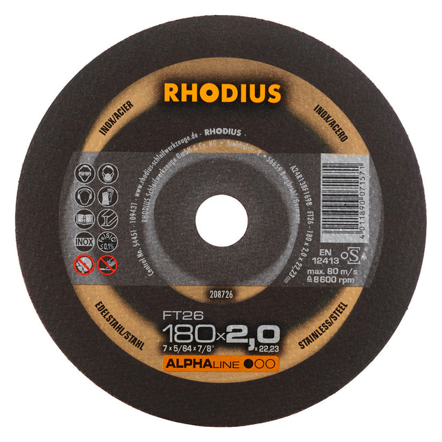 Rhodius- FT26- Doorslijpschijf- 180x2,0x22,23- 208726
