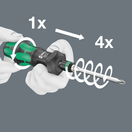 Wera 826 Kraftform Turbo bit-handhouder met Rapidaptor snelwisselfunctie