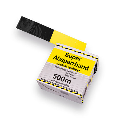 Afzetband 500 meter lang, geel en zwart