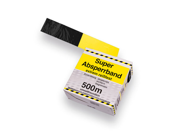 Afzetband 500 meter lang, geel en zwart