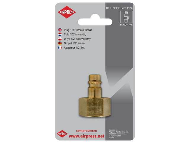 Airpress - Insteeknippel Euro binnendraad