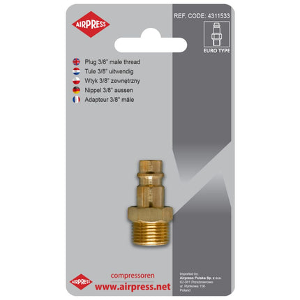 Airpress - Insteeknippel 3/8" Euro buitendraad