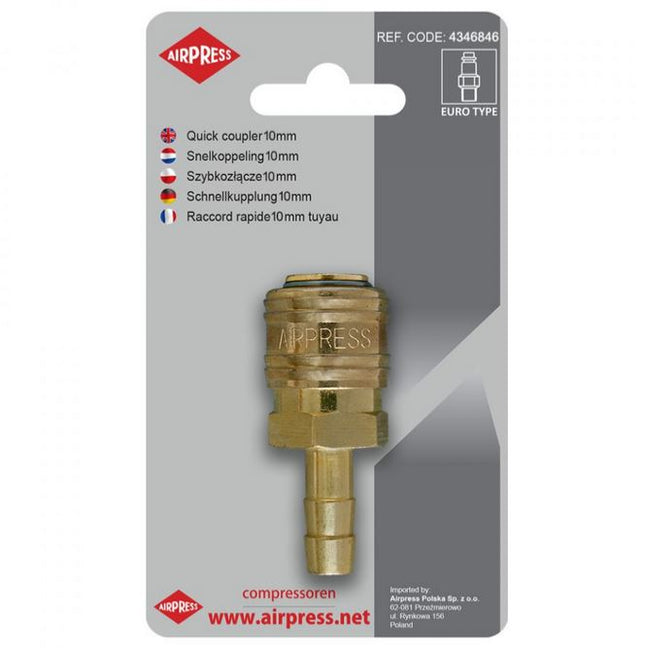 Airpress Snelkoppeling Euro 10mm slangaansluiting