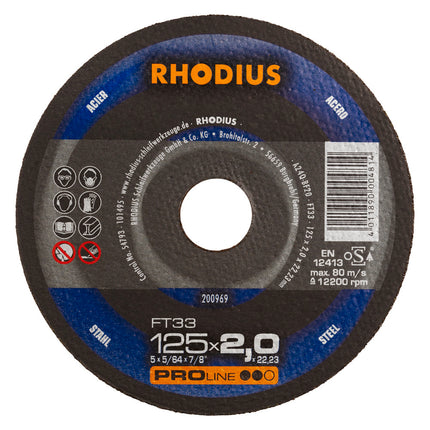 Rhodius FT33 Doorslijpschijf 125 x 3,0 x 22,23 Staal - 25 stuks