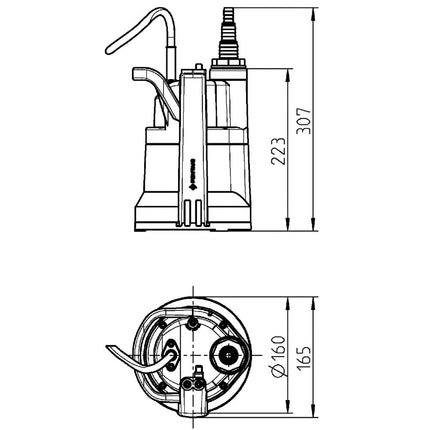 Contimac vlakzuigende dompelpomp Simer 6S met niveauschakelaar - 240W - 230V - 6010005S