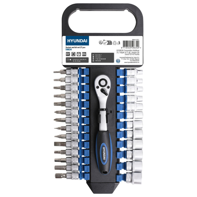 Hyundai 59634 Dopsleutel- en bitsset 27 delig 1/4"