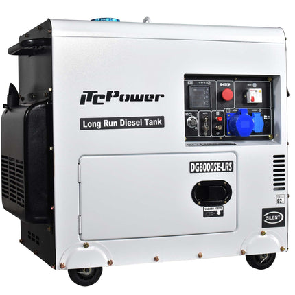 ITCPOWER DG8000SE-LRS diesel generator 6000W 230V met grote brandstoftank