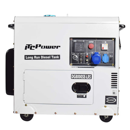 ITCPOWER DG8000SE-LRS diesel generator 6000W 230V met grote brandstoftank