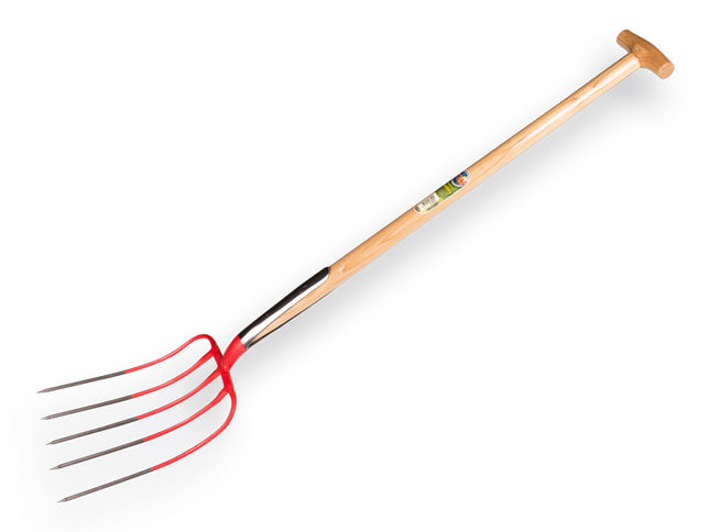Mestvork 5-tands met dubbele veer, met T-steel 90 cm