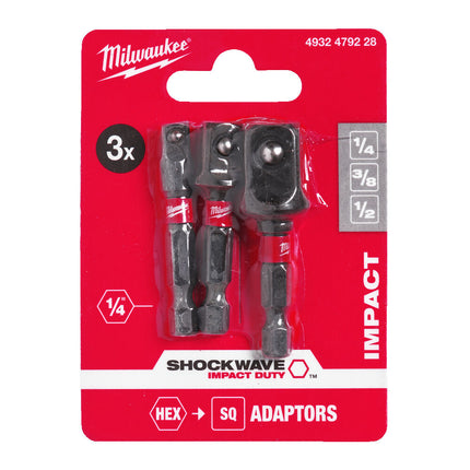 Milwaukee Doppen Adapter 3-delig Shockwave- 4932479228