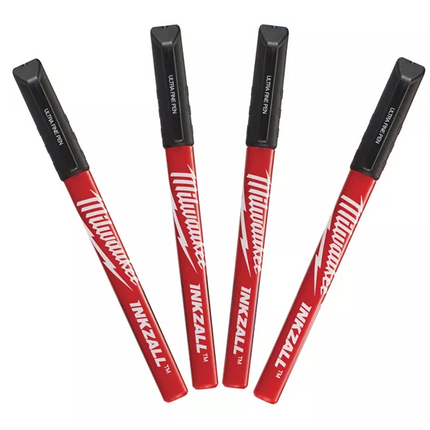 Milwaukee Inkzall marker 4st zwart met fijne punt- 48223164