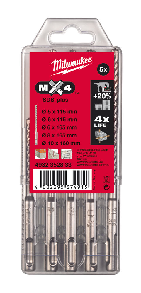 Milwaukee MX4 hamerboor SDS-plus 5-delig
