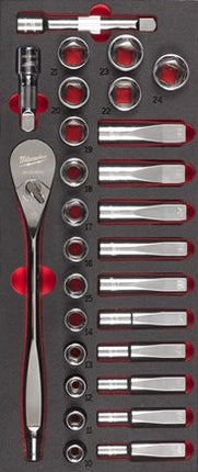 Milwaukee 1/2'' Ratel en Doppen Foam Inlay 28-delig