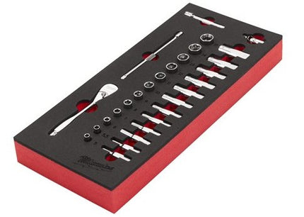 Milwaukee 1/4" Ratel en Doppen Set Foam Inlay 28-delig