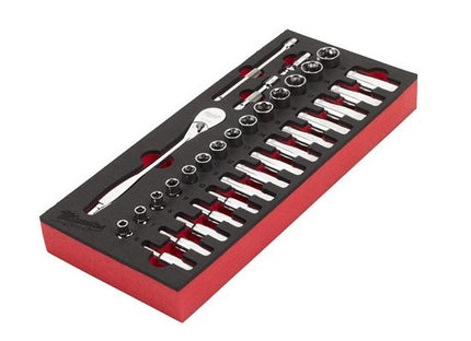 Milwaukee 3/8'' Ratel en Doppen Set Foam Inlays 32-delig