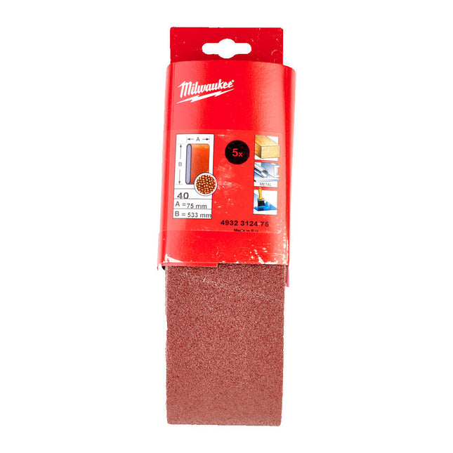 Milwaukee Schuurband 533x75mm K40 (5 stuks)- 4932312475