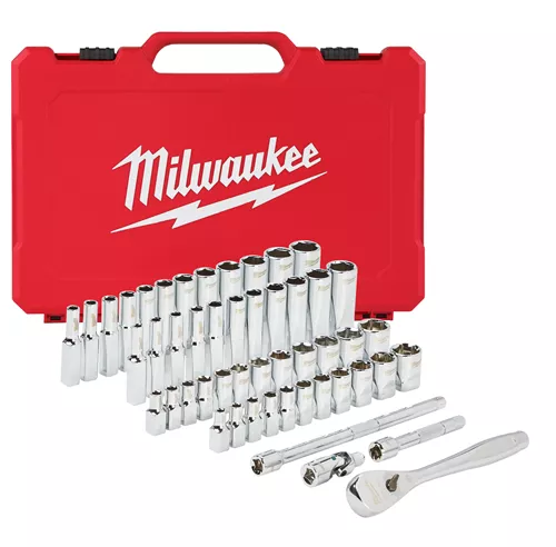 Milwaukee metrische Ratel + doppenset 1/4 50 stuks