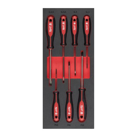 Milwaukee schroevendraaierset SL & PH Foam Inlay 7 delig - 4932492395