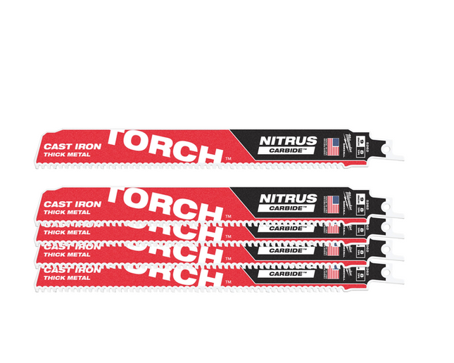 Milwaukee reciprozaagblad  Sawzall metaal TCT TORCH NITRUS 230mmx8Tpi  5stuks - 48475562