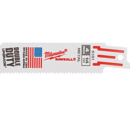 Milwaukee reciprozaagbladen metaal Thin Kerf 100mmx14tpi 5 stuks - 48475181
