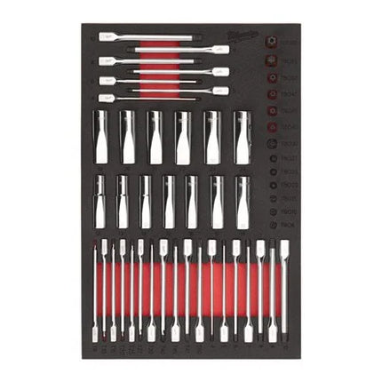 Milwaukee doppen en bitdoppenset 1/4", 3/8" en 1/2" 51-delig foam inlay - 4932502081