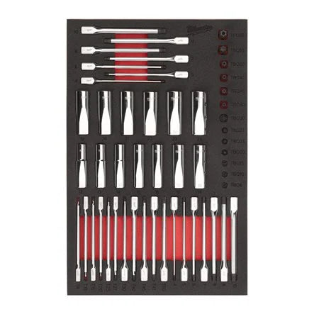 Milwaukee doppen en bitdoppenset 1/4", 3/8" en 1/2" 51-delig foam inlay - 4932502081
