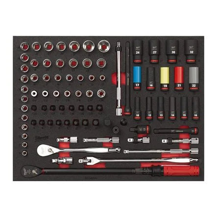 Milwaukee ratel- en krachtdoppenset 1/2" 85-delig foam inlay - 4932502082