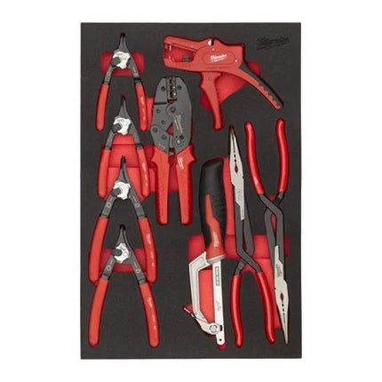 Milwaukee tangen, striptang- en metaalzaag set 9-delig foam inlay - 4932502085