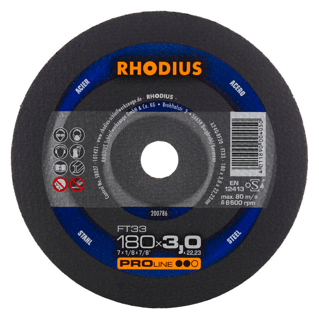Rhodius FT33 Doorslijpschijf 180 x 3,0 x 22,23 Staal - 200786