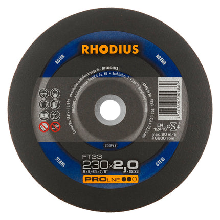 Rhodius FT33 Doorslijpschijf 230 x 2,0 x 22,23 Staal - 200979