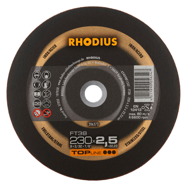 Rhodius FT38 Doorslijpschijf 230 x 2,5 x 22,23 RVS-Staal - 206373